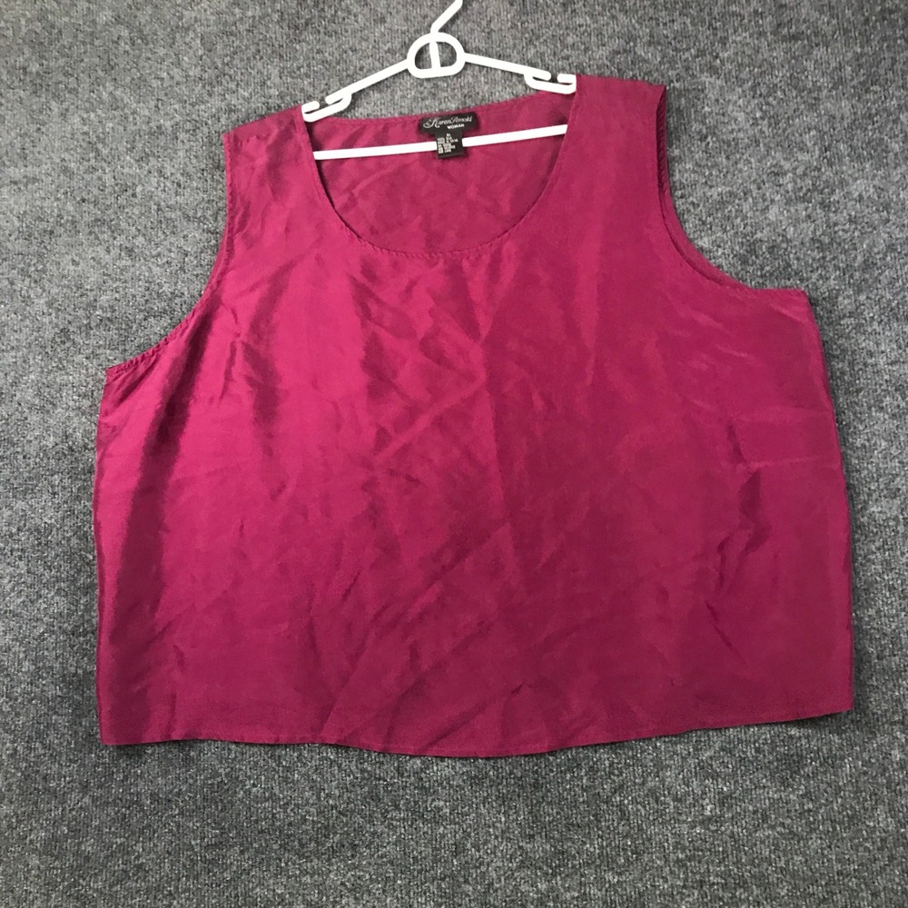Karen Arnold Woman Silk Tank Top Womens 3X Magenta Excellent Scoop Neck Shell